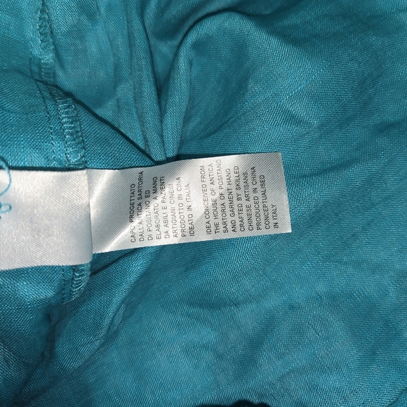 Nwot ANTICA SANTORIA Men Aqua Color Teal Button-Up Shirt Size S/M - Picture 4 of 4